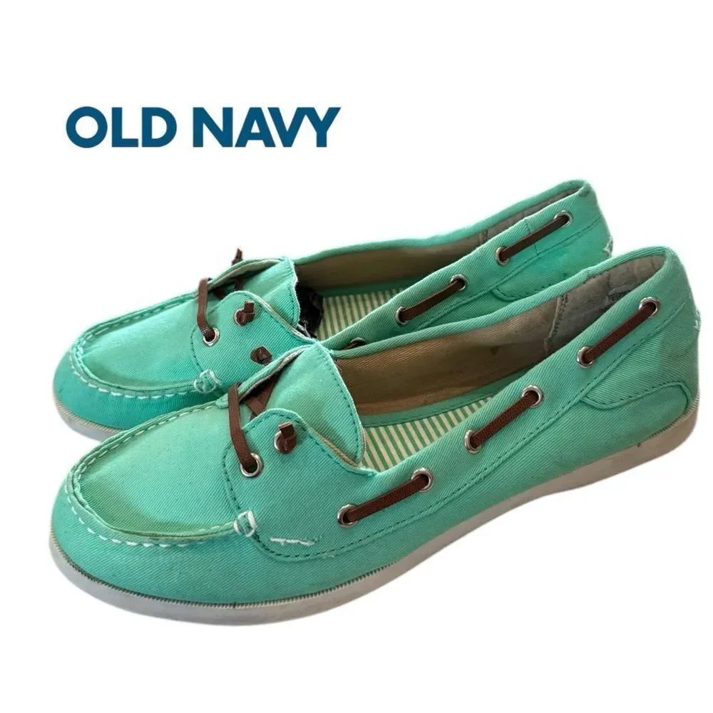 Old Navy Women's Mint Green Canvas Slip-on Loafers Sneakers 9